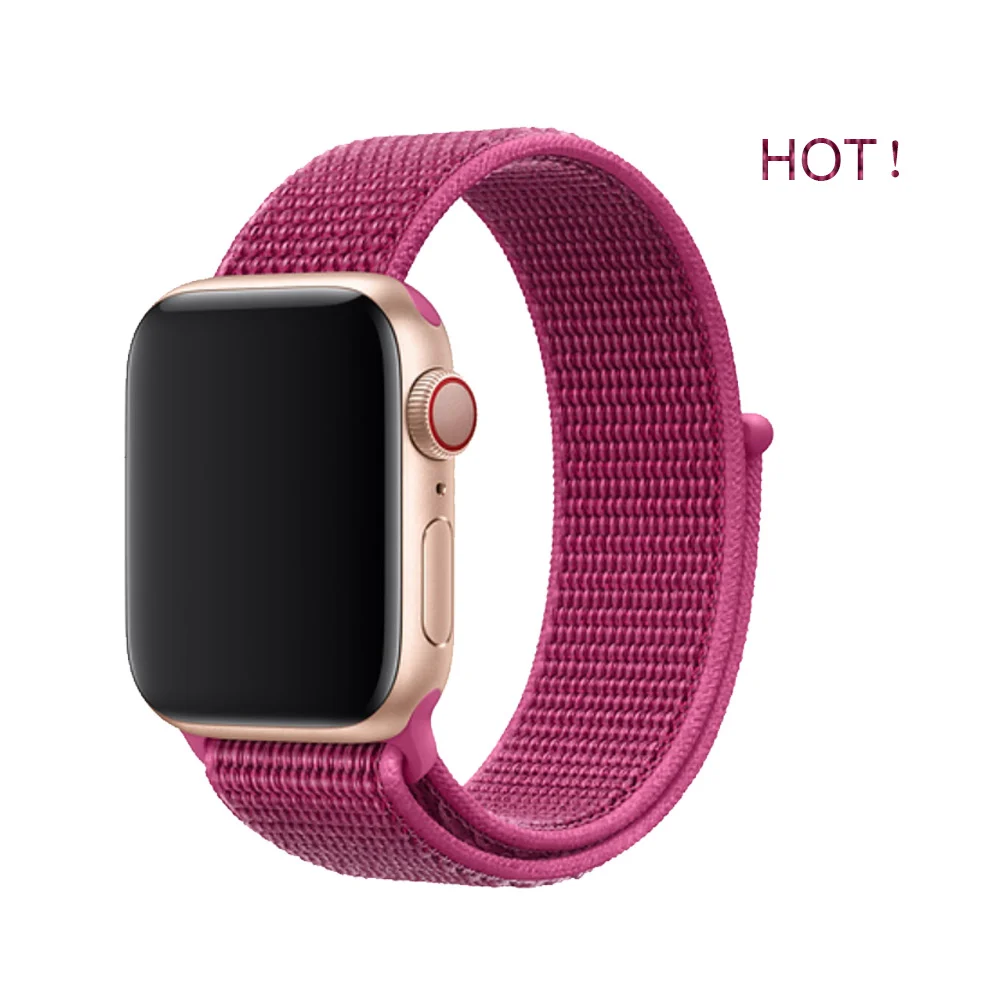 Нейлоновый спортивный бесшовный ремешок для наручных часов Apple Watch, ремешок 42 мм, длина-44 мм, 40 мм, 38 мм, для iWatch, версия 5/4/3/2/1 браслет, ремешок на запястье для наручных часов аксессуары - Цвет ремешка: Dragon fruit