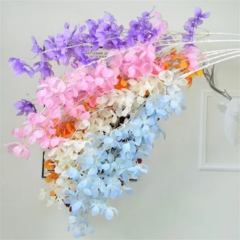 

10Pcs Fake Long Stem Cherry Blossoms (4 stemss/piece) 33.46" Length Simulation Cerasus Sp for Wedding Home Artificial Flowers