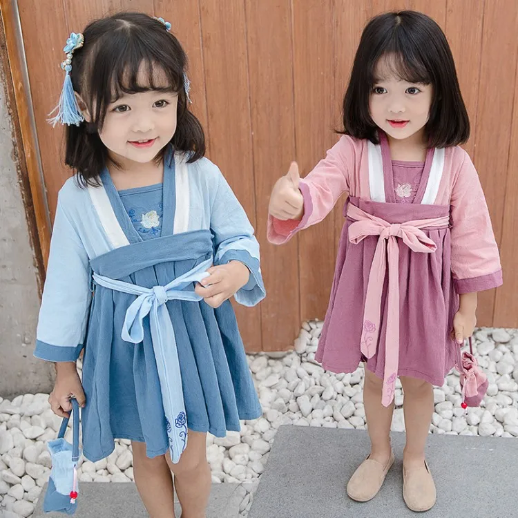 

Girls Chinese Clothing 2020 Spring And Autumn New Style Chinese-style Children Vintage Tube Top Embroidered Skirt Kids Chinese C