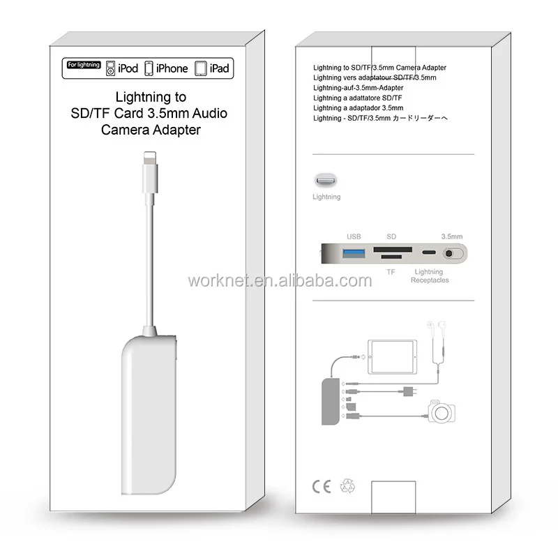 Адаптер Lightning для SD TF многокардридер для Iphone X XR XS MAX PLUS 3,5 мм аудио USB для камеры все в 1 конвертер