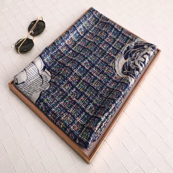 

Classic women silk scarf female scarves ladies beach wrap chiffon shawl Camellia Printed soft sunscreen bandanna foulard muffler