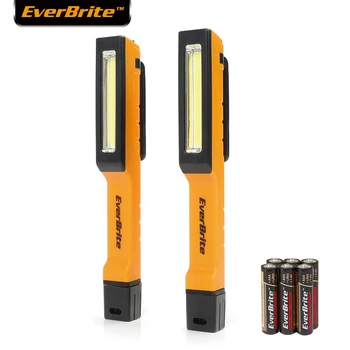 

EverBrite COB Work Light 2 Pack pen light Pocket LED Flashlight 150 Lumen with 180 degree Twist Magnetic Clip