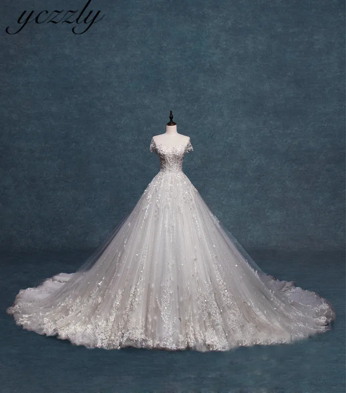 Vestido De Noiva Princesa великолепное бальное платье Аппликации кружевные со стразами длинное свадебное платье с рукавами Abiti Da Sposa RW444