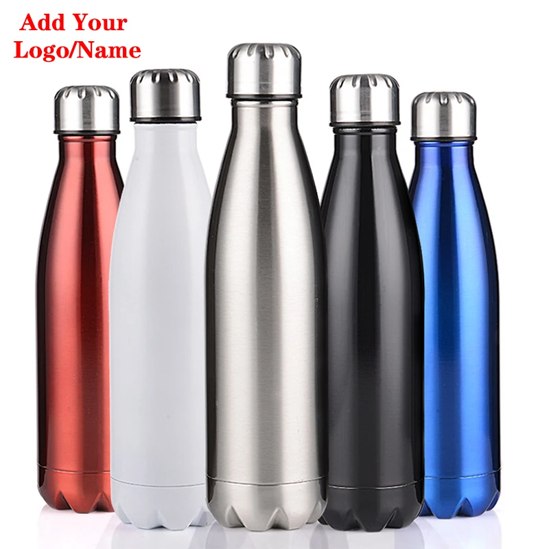 Free Custom Logo Name Double-Wall Insulated Vacuum Flask Stainless Steel Water Bottle BPA Free Thermos for Sport Water Bottles