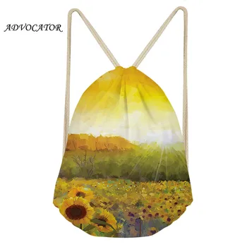 

Fashion Kids Drawstring Bag 3D Sunflowers Printing Backpack Women Daily Casual Girl's Knapsack Pouch Custom Mochilas Saco Cordon