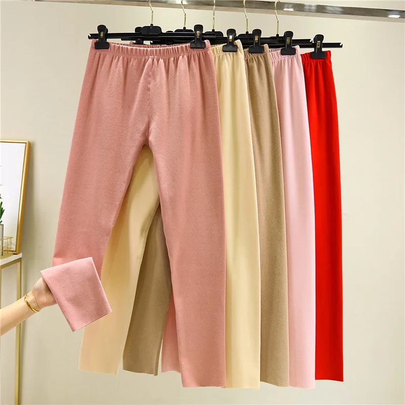 Thick Leggings Women New Velvet Skinny Long Johns High-Waisted Trousers with Velvet Double-Sided Plush Warm-Keeping Pants
