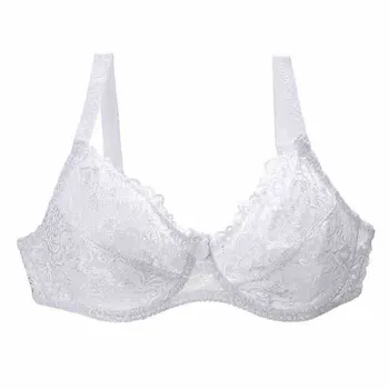 

Plus Size Bras Set Ribbon Embroidered Ruffled Lace Edge Bow Thin Type Full Cup Back Closure Transparent Women Underwear Lingerie