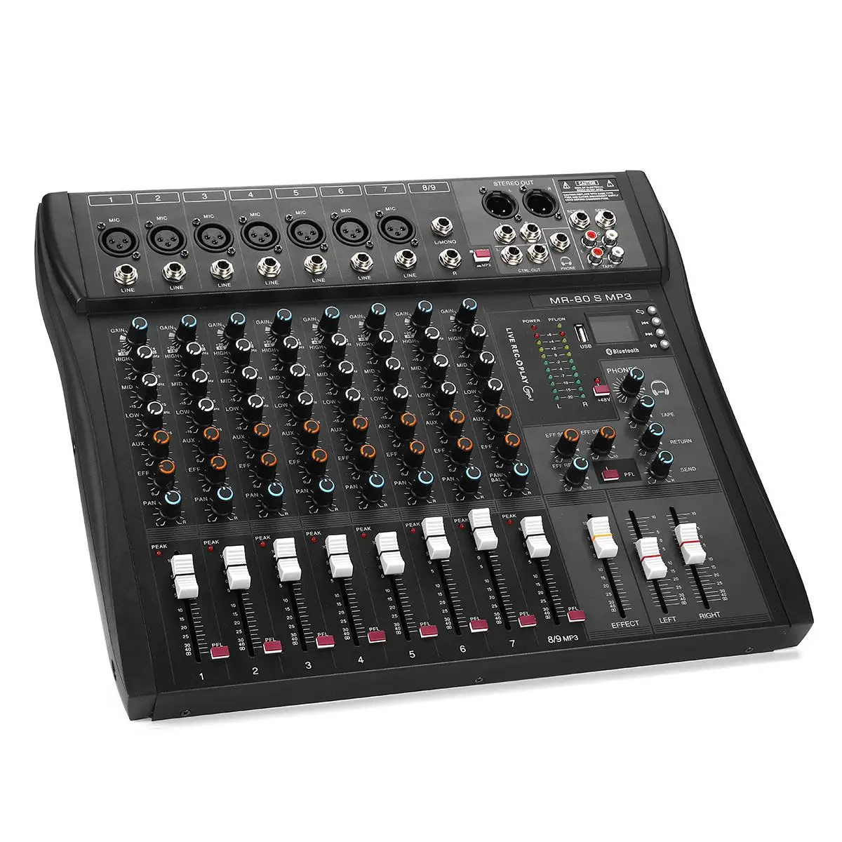 LEORY 9 канальная профессиональная консоль студийный аудио миксер USB bluetooth