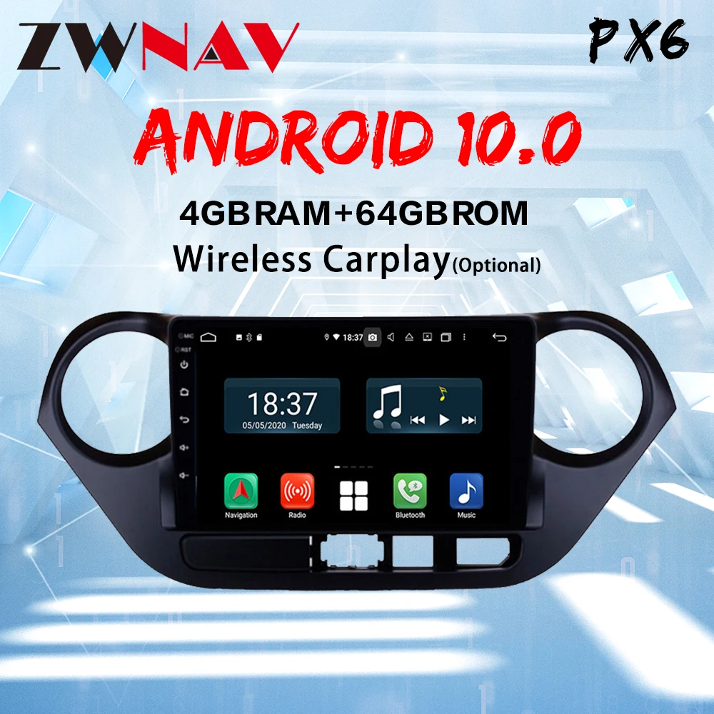 

ZWNAV Android 10 PX6 DSP CARPLAY For HYUNDAI i10 2014 2015 2016 2017 Multimedia Stereo Car DVD Player Navigation GPS Radio