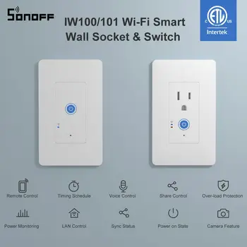 

SONOFF IW100/IW101US Wifi Smart Wall Socket Switch 15A Wireless Power Monitoring Switches eWeLink App Control Works With Alexa
