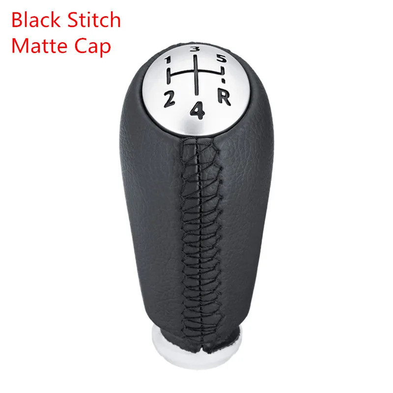 Black Stitch Matte Кожаная MT ручка переключения передач для Renault Scenic II MK2 Megane 2 MK Clio 3 III MK3 Kangoo ручка переключения передач шаровая ручка черный серый бежевый - Название цвета: Black Stitch Matte