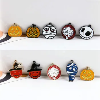 

DIY handmade jewelry Halloween pumpkin ghost skull bat spider face alloy drops of oil earring materials