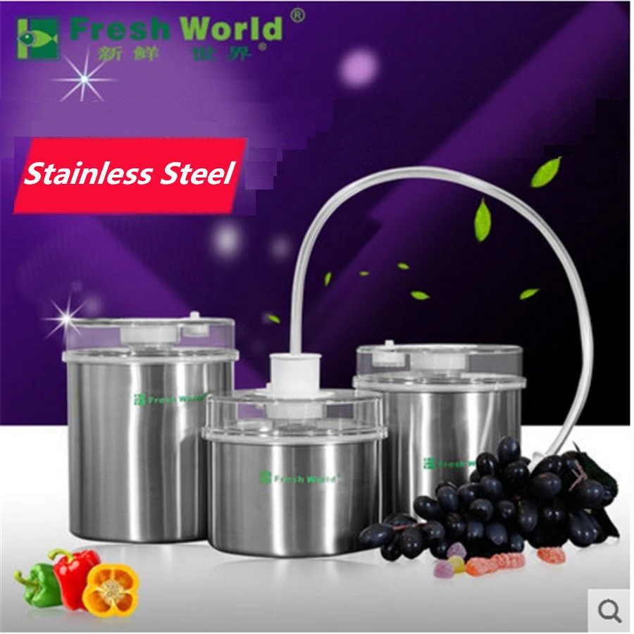 Stainless Steel Food Storage Vacuum Container Canister Fresh Keeping