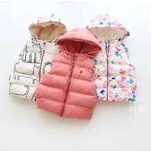 Детская одежда; коллекция года; Сезон Зима; стиль; Толстый Жилет для девочек без рукавов; жилет с рисунком; пальто; W1010