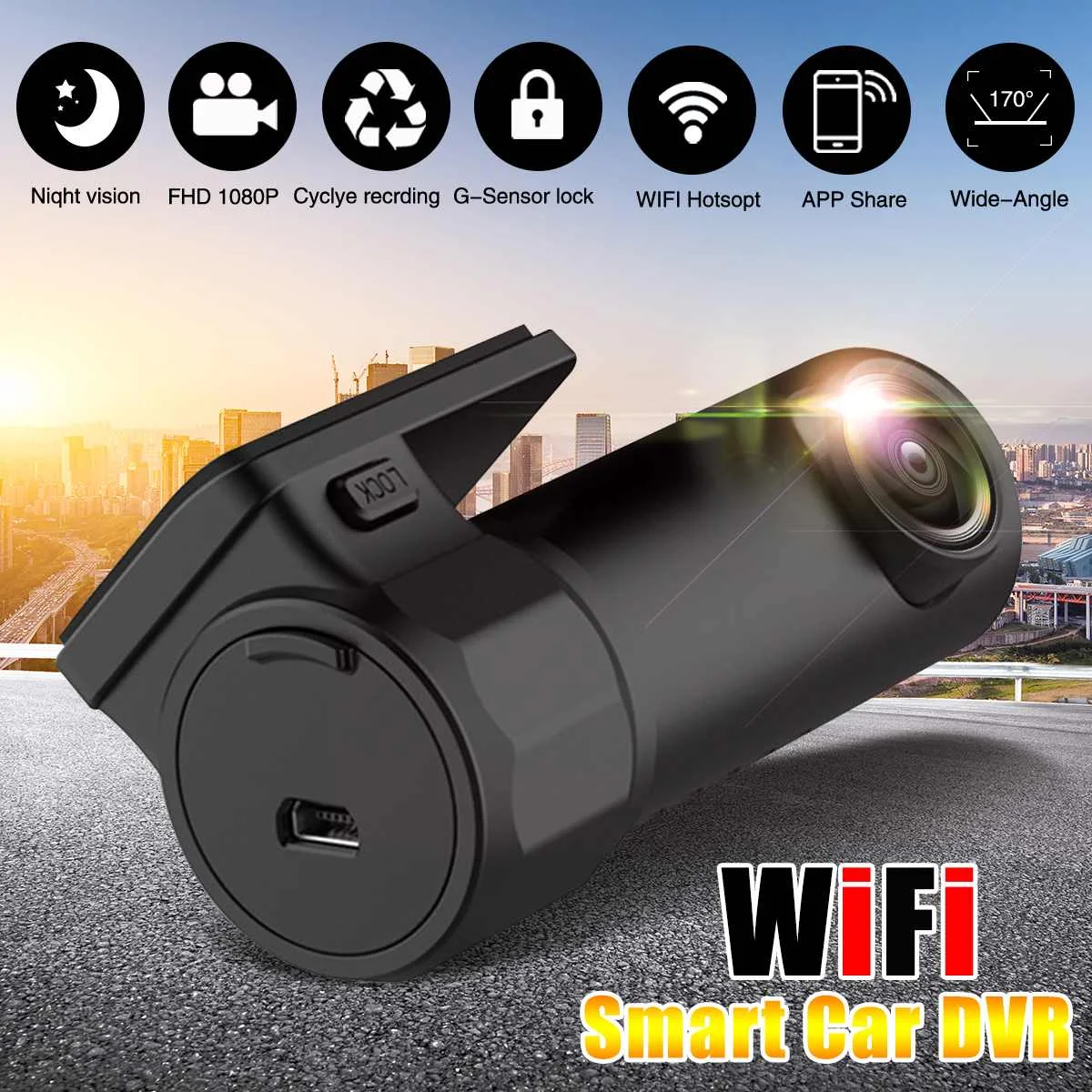 Audew 170 градусов wifi Автомобильный видеорегистратор HD1080P камера цифровой регистратор видео регистратор Dash Cam дорожная видеокамера приложение монитор ночное видение