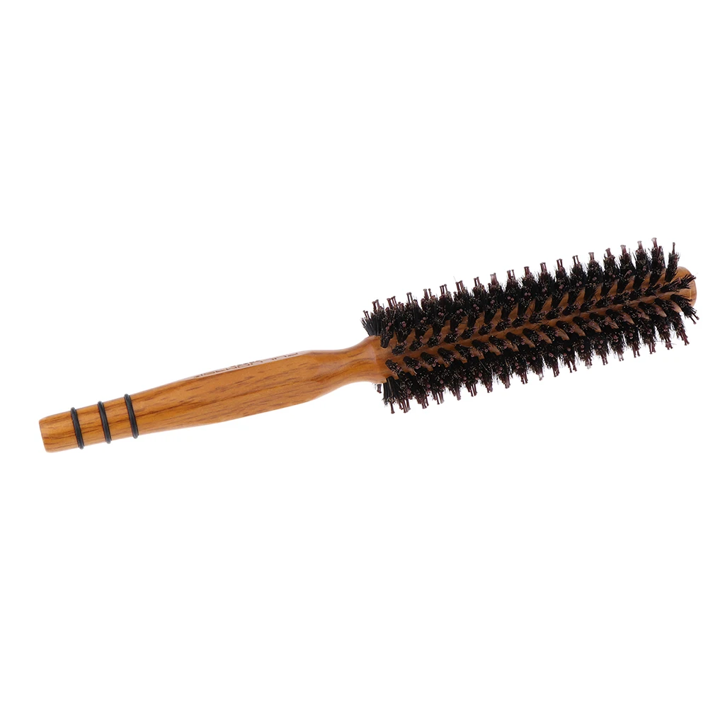 Round Styling Hair Brush Blow Dryer & Curling Rolled Brush with Natural Wooden Handle for Women and Men