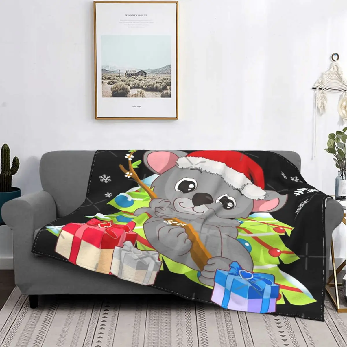 Manta Con Cappuccio Di Felpa Per Il Sofá, Colcha Con Estampado De Oso Koala, Ideale Per Le Vacanze Di Navidad, Cama A Cuadros, An