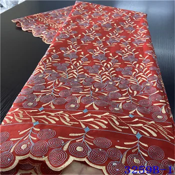 

2020 Latest Dry Lace Fabric High Quality Swiss Cotton Lace African Fabric Wine Bride Milk Silk Embroidered Ribbon NA3259B-1