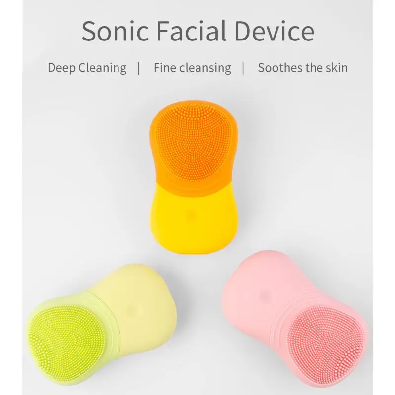 3 Colors Silicone Ultrasonic Vibration Pore Cleanser Waterproof Facial Brush Electric Massager Facial Cleansing Brushes