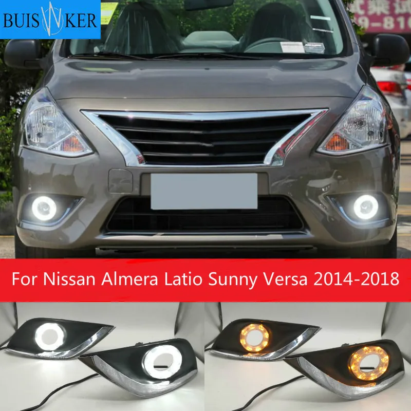 

Дневные ходовые огни, противотуманные светодиодный ры для Nissan Almera латио Sunny, Versa 2014 2015 2016 2017 2018