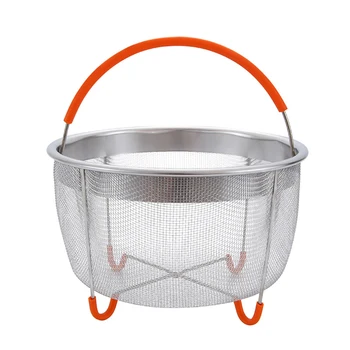 

Stainless Steel Steamer Insert Basket Vegetable Fruit Cleaning Strainer for 6qt Instant Pot Pressure Cooker with Silicone Handle