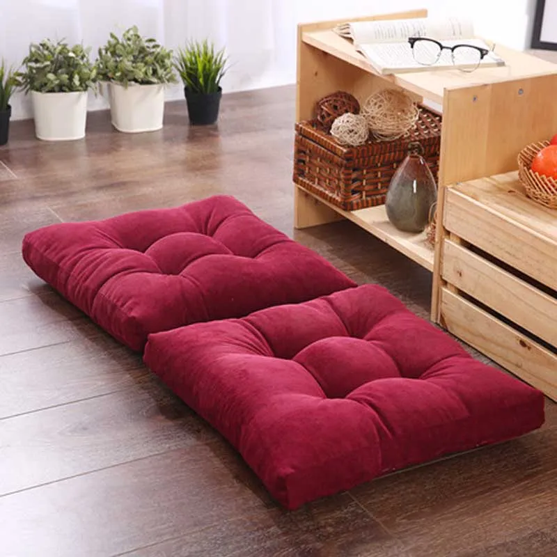 Квадратная японская Подушка Cattail Hassock подушка для сиденья копчик ортопедическая Прокладка Подушка для спинки стула круглый утолщенный Коврик для пола Pouf Futon - Цвет: red