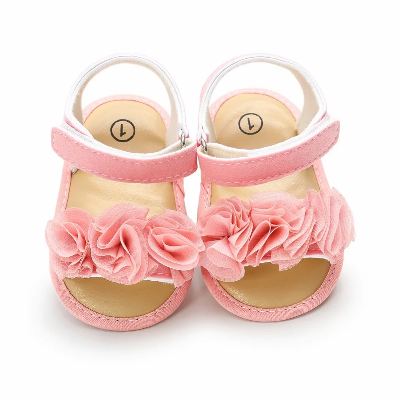 Zapatos de bebé sandalias bebé niña verano blanco plano flor zapatos de princesa para recién nacidos niño infantil elegante Rosa botines 0-18M