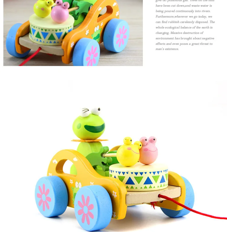 Деревянные животные фасоли мунг лягушка курган Изысканный Деревянный Детский развивающий Драг обучения Ткань автомобиль игрушка 10 юаней
