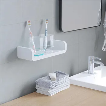 

Shower Wall Shelf Punch Free Shower Shelf White Storage Single Suction Basket Storage Rackkitchen Bathroom Decor Accessories