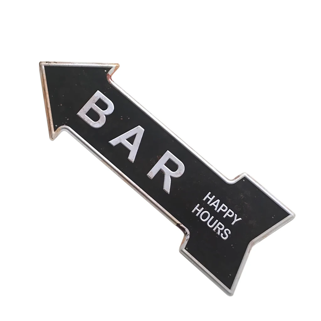 1 Piece Antique Arrow Shape Hand Painted Cast Iron Metal Pointing Direction Signboard 450x160mm(L*W)