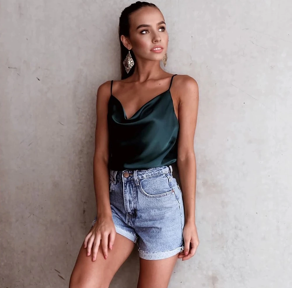 Женская блузка без рукавов Свободная Повседневная Блузка с V образным вырезом