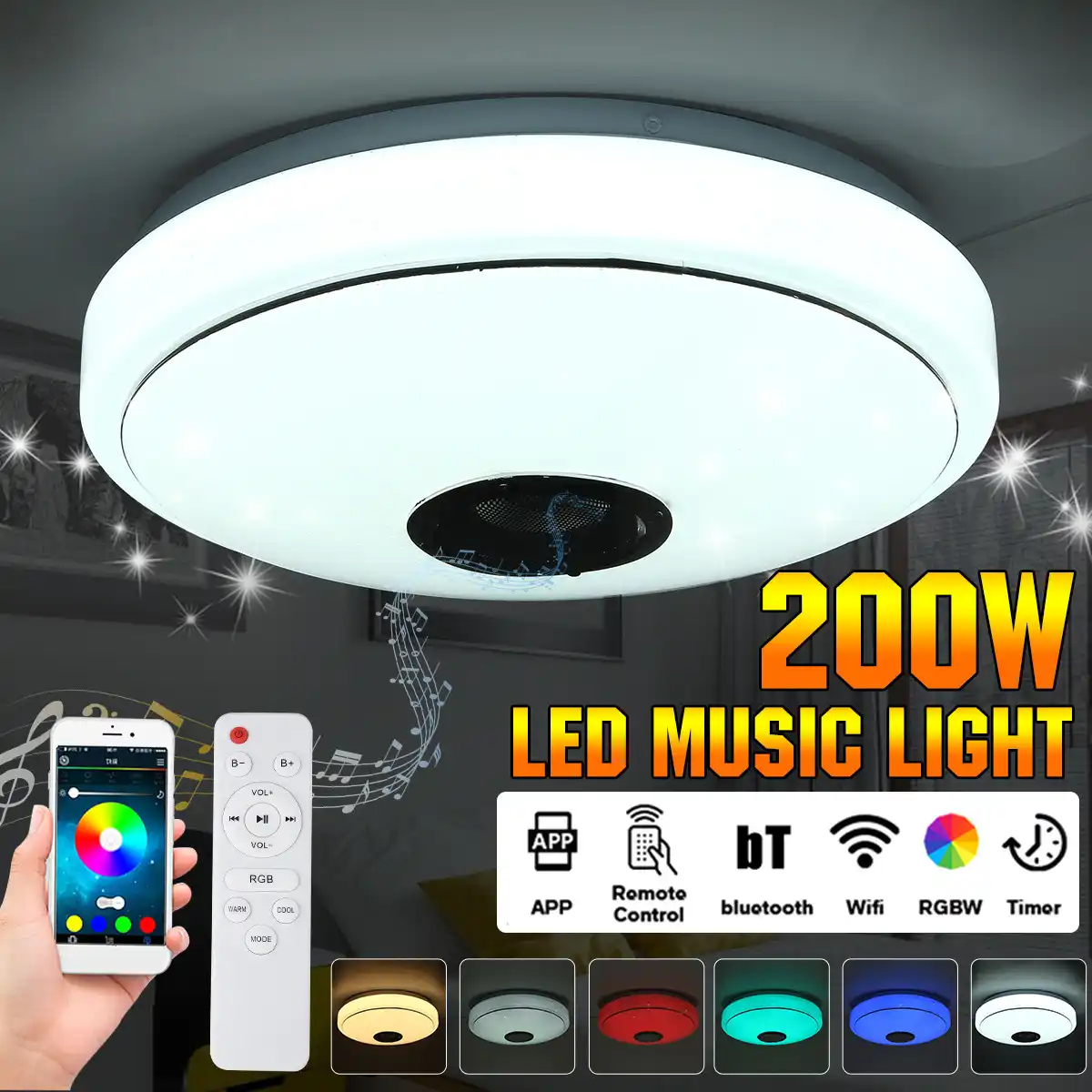 0ワットledシーリングライトbluetooth音楽ライト屋内照明ランプ携帯電話のappコントロール赤外線リモコン2v 110v Ceiling Lights Aliexpress