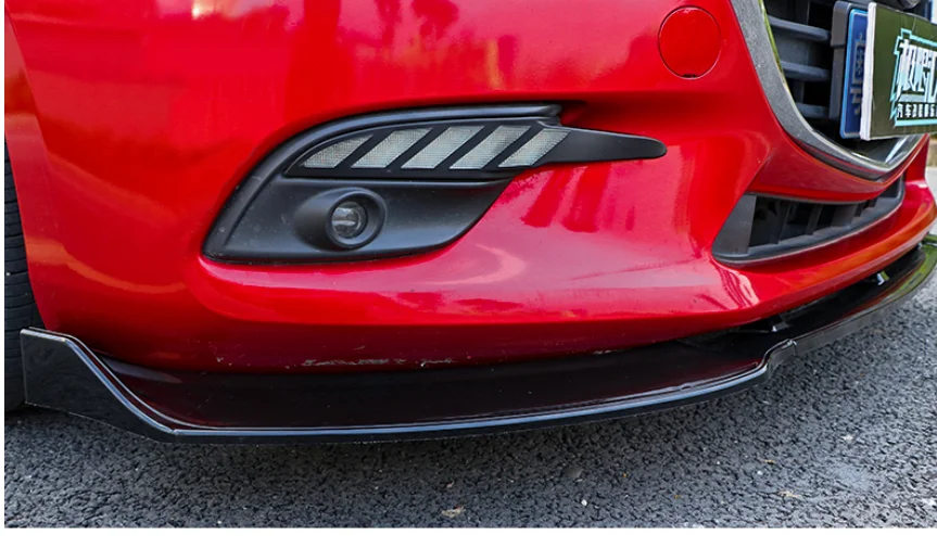 Автомобильные аксессуары, Автомобильная модификация, глянцевый черный передний бампер для губ, защитная крышка, 3 шт. для Mazda 3 Axela
