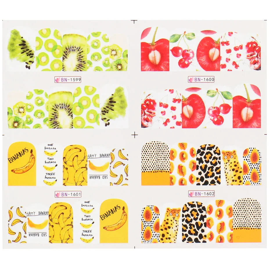 Watermark Slider Nail Sticker Strawberry Lemon Orange Summer Fruit Decal Nail Art Decoration Full Foils (3)