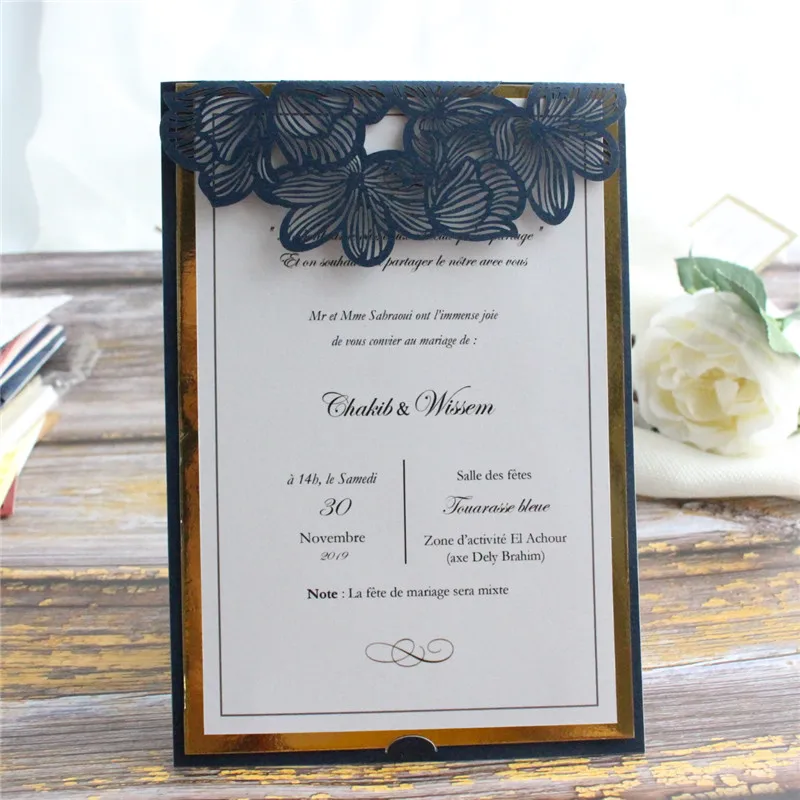 

Leaf laser invitation name place cards wedding scratch postcard single-page type party supply