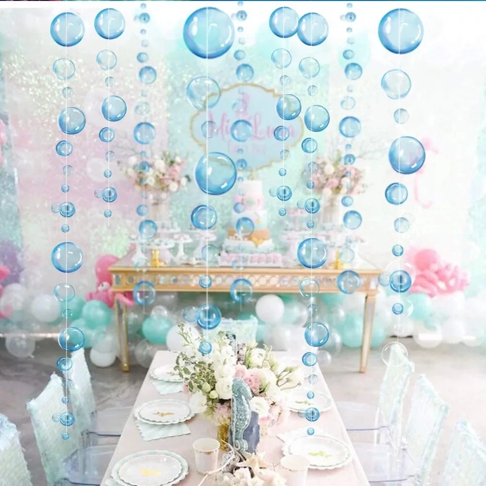 2pcs Fish Jellyfish Under The Sea Party Balloon Decor Clear Bubble Sticker Garlands Mermaid Birthday Blue Purple Circle Hanging | Дом и сад