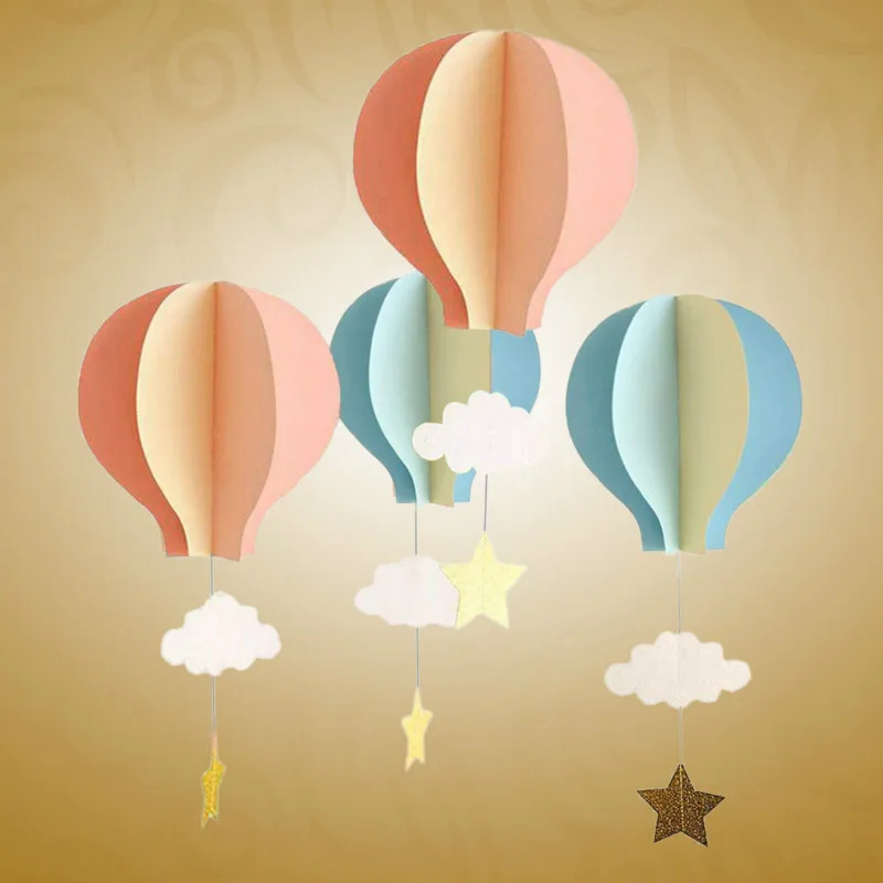 

5 Pieces of 3D Paper Decoration Cloud Hot Air Balloon Decoration Paper Pendant Birthday Party Wedding Baby Shower