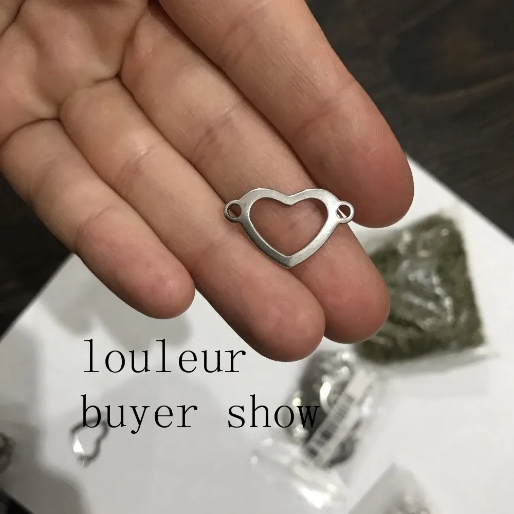 LOULEUR 20 шт из нержавеющей стали полые овальные квадратные подвески в форме сердца соединители заготовки штамповки для изготовления браслетов ювелирных изделий