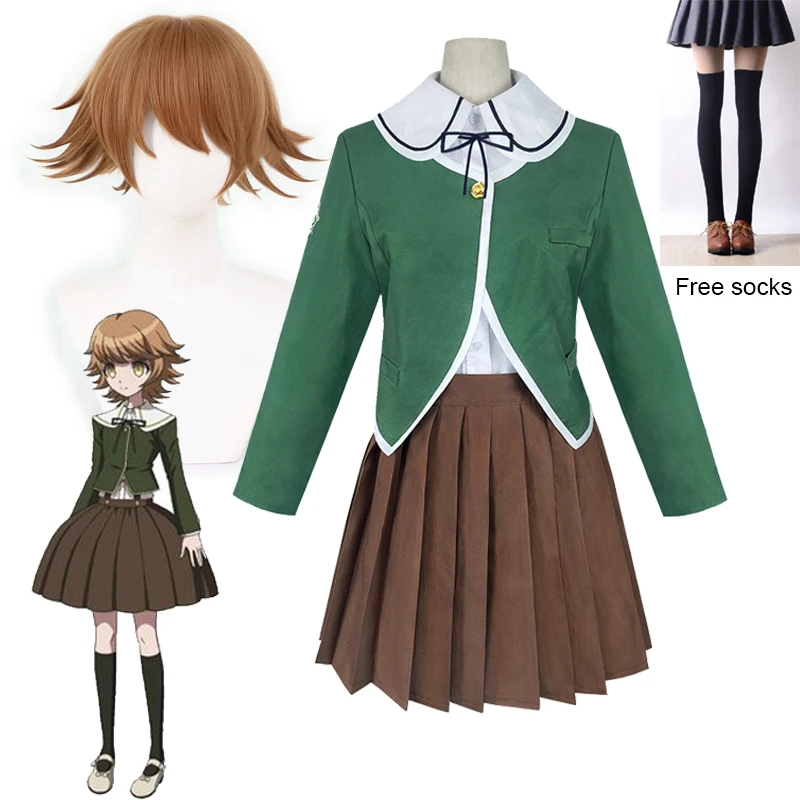 Кума Тихиро Фудзисаки Косплэй костюм Danganronpa парик Для женщин JK форма на Хэллоуин