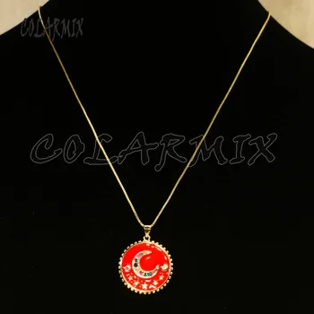 

8 Pieces Enamel Round pendant jewelry Necklace gift for lady for Moon &star pendant wholesale jewelry