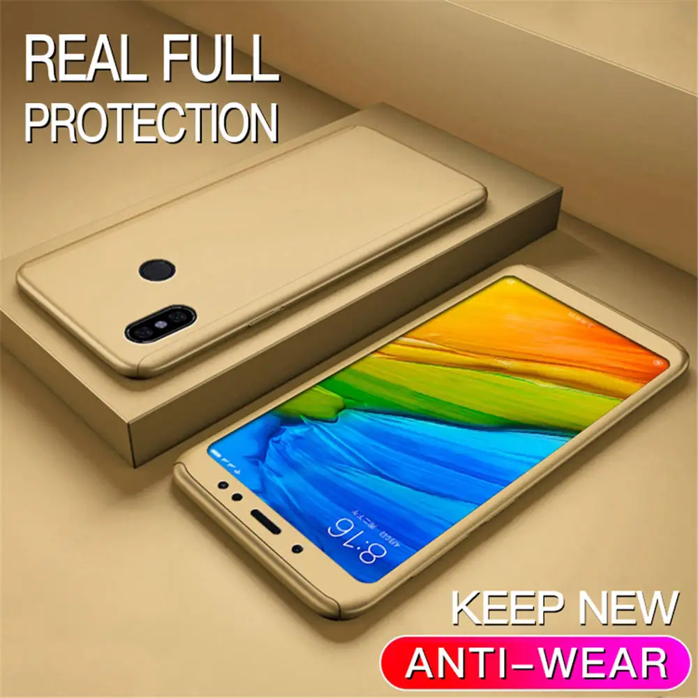 Golden 360 Полный Чехол Funda для Xiaomi Redmi Note 7 Pro 6 4X Red mi 7pro 5 Plus S2 4 X 6A 7A 5 Plus K20 GO защитное стекло бампера - Цвет: Golden
