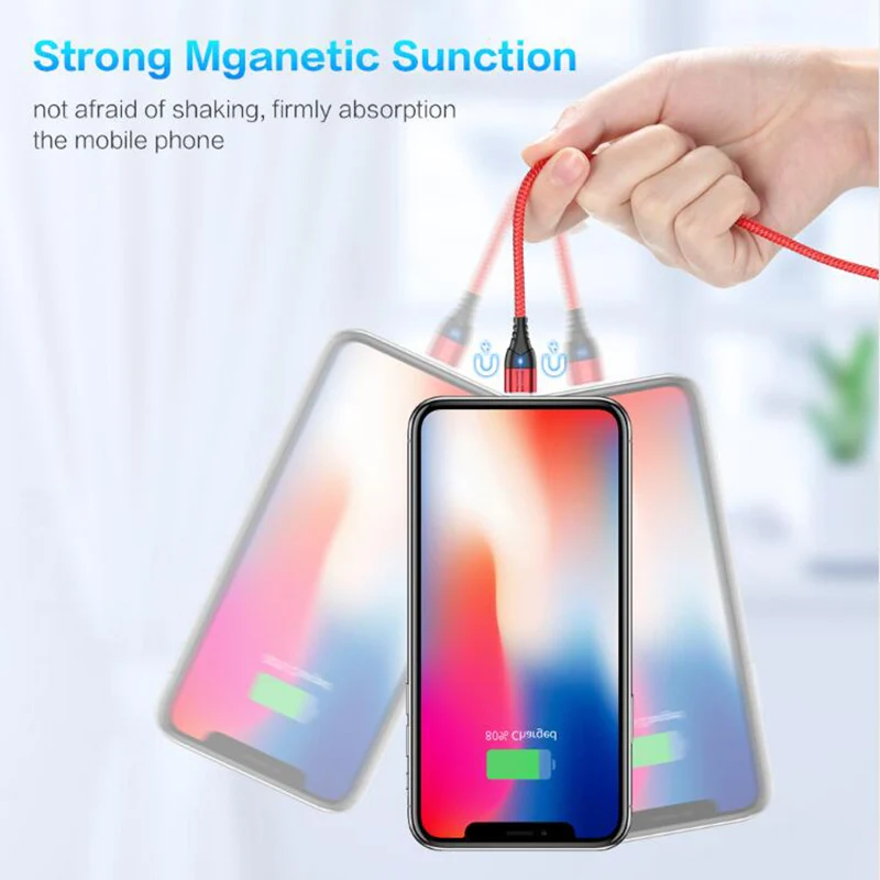 Магнитный кабель KSTUCNE Micro usb type C для iPhone, кабель Lightning, 1 м, 3 А, быстрая зарядка, USB-C, type-C, магнитный кабель для зарядки телефона