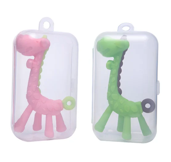 Baby Silicone Training Toothbrush BPA Free Fawn Shape Safe Toddle Teether Chew Toys Teething Ring Gift For Infant Baby Chewing