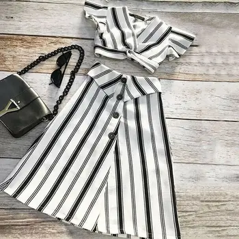 

2020 Summer 2PCS Toddler Kids Girls Crop Tops shirt+Skirt Clothes Dress Sundress Outfit Set