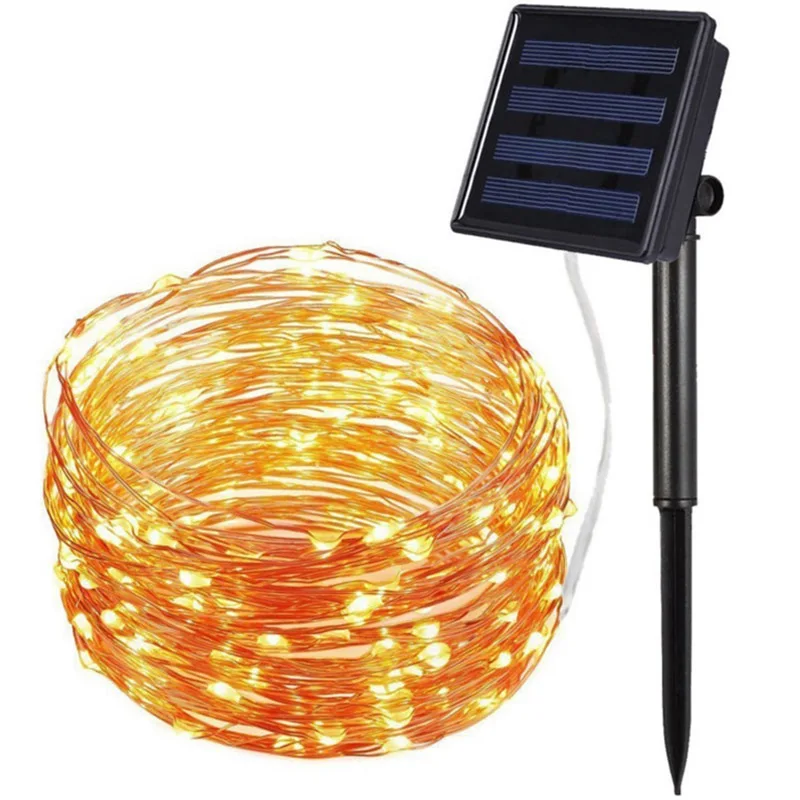 

70/120/220 led solar LED Light Waterproof LED Copper Wire String Holiday Outdoor led strip Christmas Party Wedding Decoration