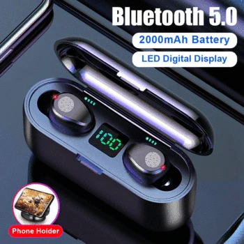 

Bluetooth 5.0 TWS F9 Earphones Cinema HD Surround Stereo Noise Cancelling Power With Mic Wireless Earphone