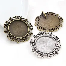 Новая мода 3 шт 25 мм Внутренний размер античное серебро барокко Стиль кабошон основа Установка Подвески