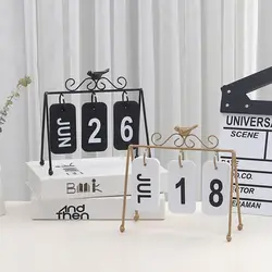 Кованое железо маленькая птица оформление календарей страница поворотный календарь офисные настольные украшения для девочек комнаты