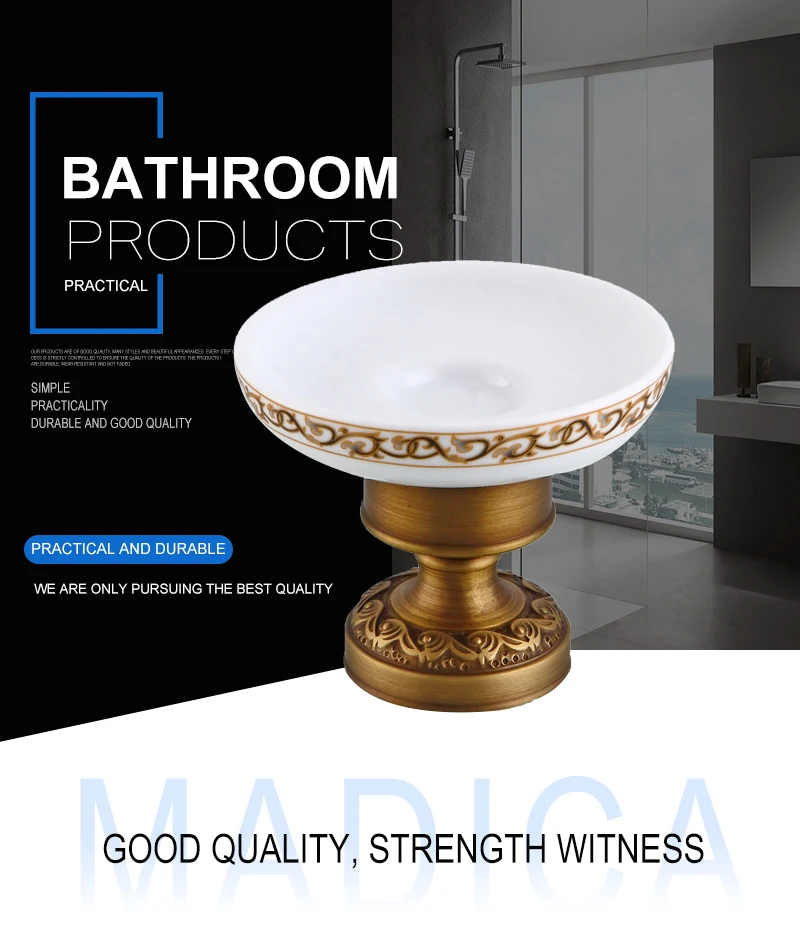 MADICA 12*11cm Ashtray Soap Dishes For Shower Room Vintage Metal Copper Nail Solid Soap Box Bronze Brass Stable Soap Holder