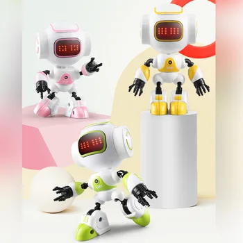

Mini Cute Robot Touch Sensing Model Toy with LED Eyes Smart Voice DIY Gesture Alloy Body for Kids Children Gifts